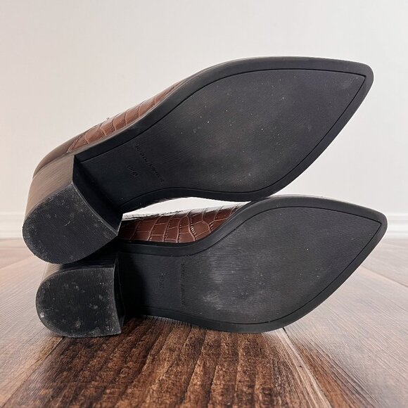 Marc Fisher Croc Embossed Faux Leather Ankle Bootie Pointed Toe Size 8.5 Brown - Picture 13 of 16